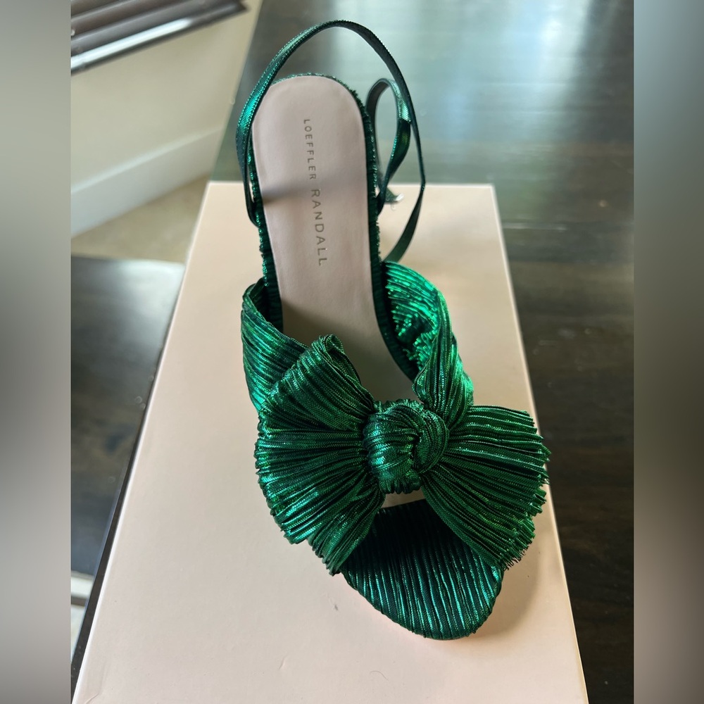 Loeffler Randall Green Heels with Pleated Detail